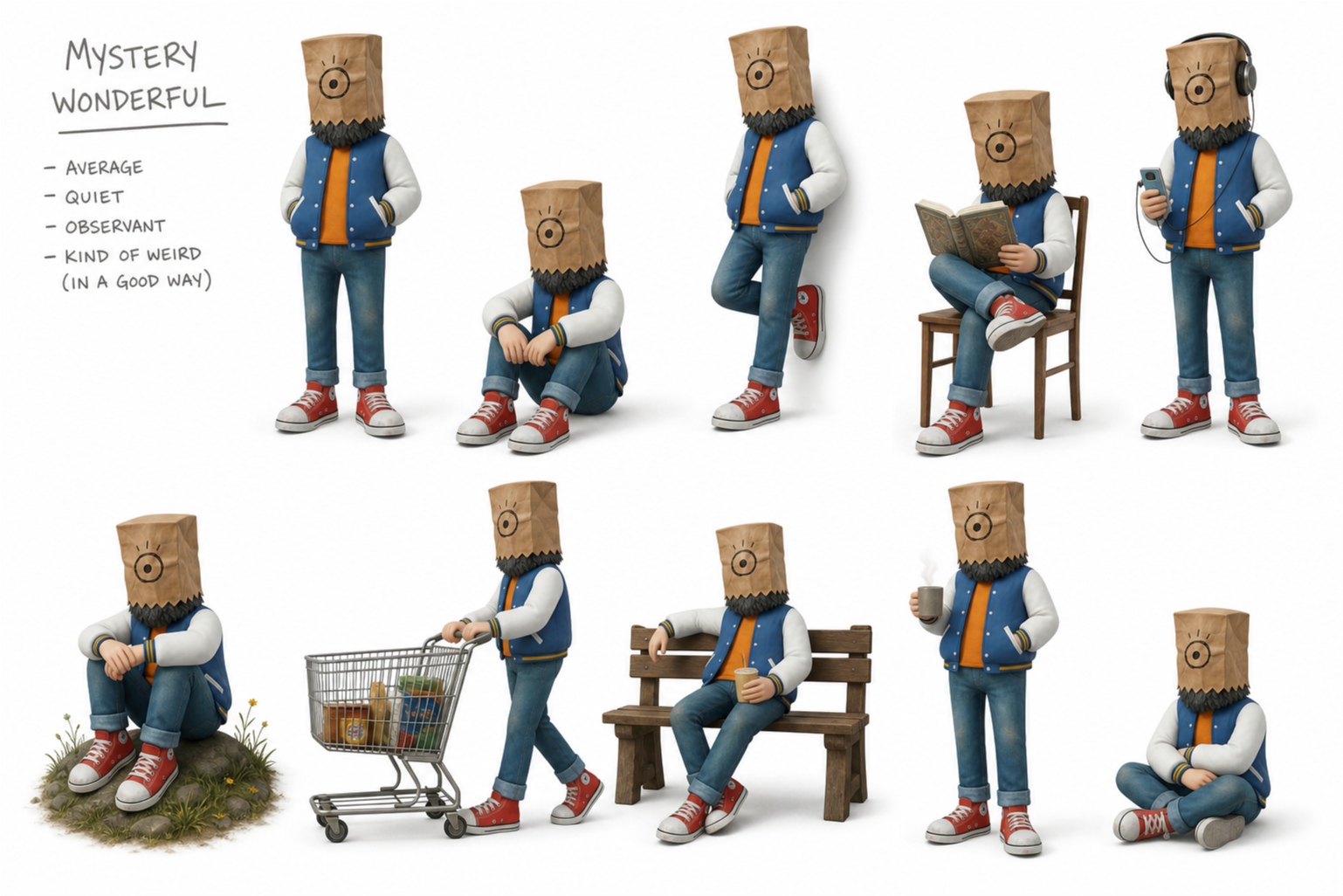 Mystery Wonderful — character poses and traits