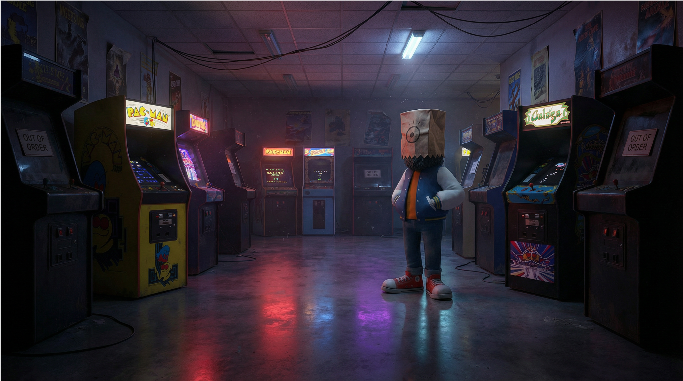 Arcade at night