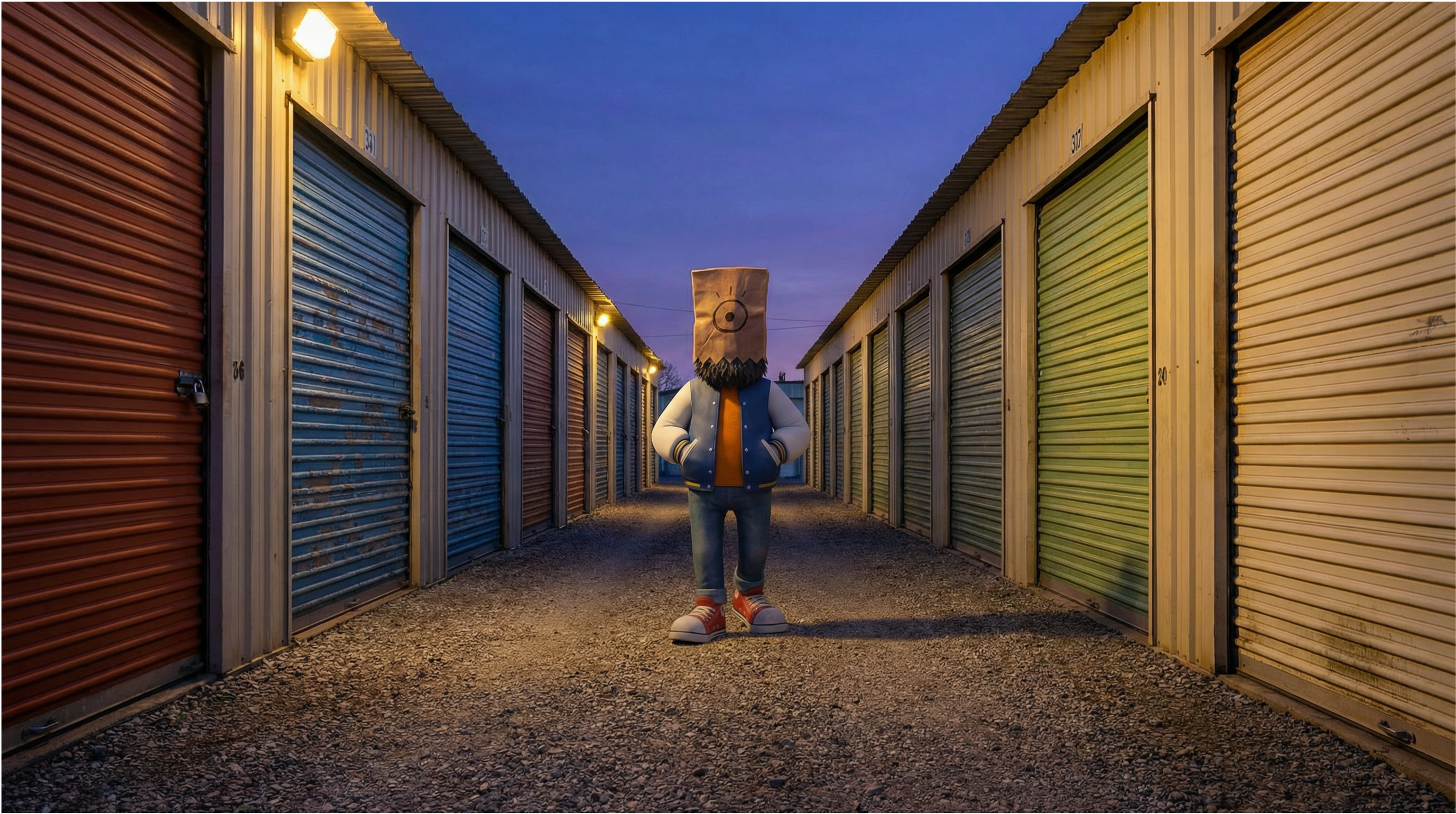 Storage units at dusk